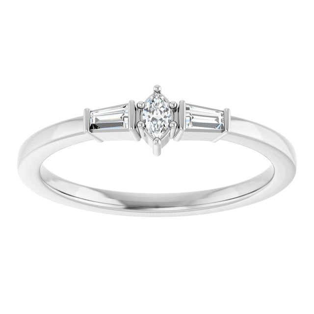 Sterling Silver 1/6 CTW Natural Diamond Semi-Set Stackable Ring