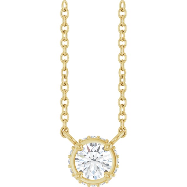 14K Yellow 1/4 CTW Natural Diamond Hidden Halo 18" Necklace