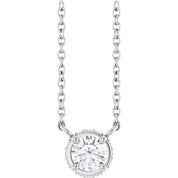 14K White 1/4 CTW Natural Diamond Hidden Halo 18" Necklace