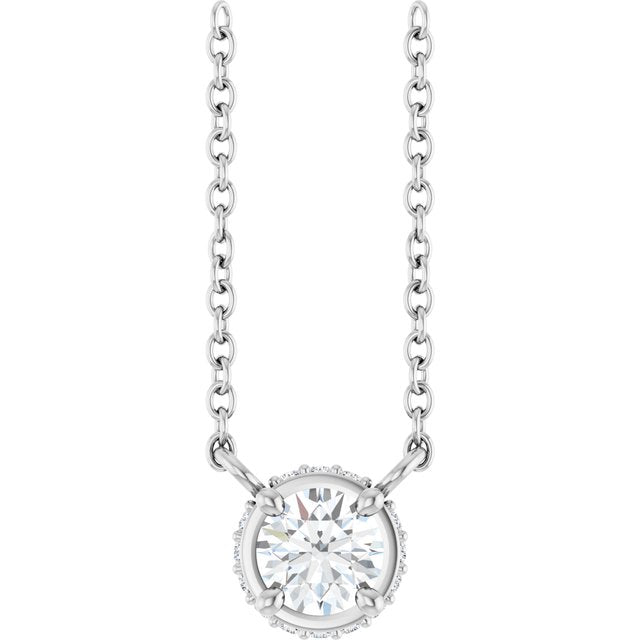 14K White 1/4 CTW Natural Diamond Hidden Halo 18" Necklace