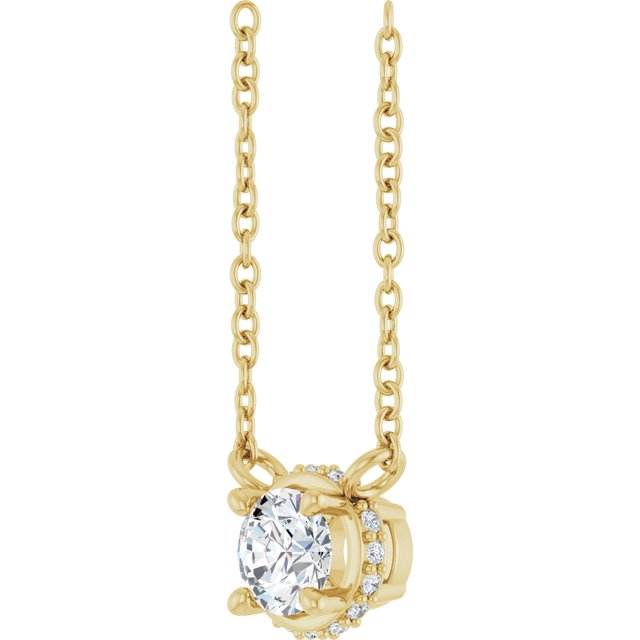 14K Yellow 1/4 CTW Natural Diamond Hidden Halo 18" Necklace