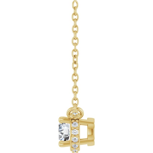 14K Yellow 1/4 CTW Natural Diamond Hidden Halo 18" Necklace