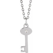 Platinum .0025 CT Natural Diamond Key 16-18" Necklace