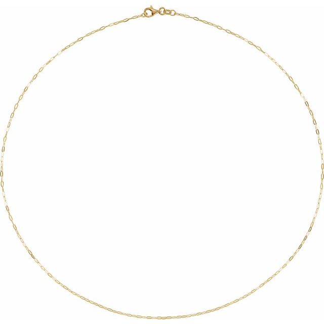 14K Yellow 1.25 mm Paperclip-Style 16" Chain