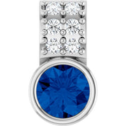 Sterling Silver Lab-Grown Blue Sapphire & .04 CTW Natural Diamond Pendant