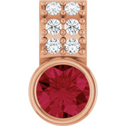 14K Rose Lab-Grown Ruby & .04 CTW Natural Diamond Pendant