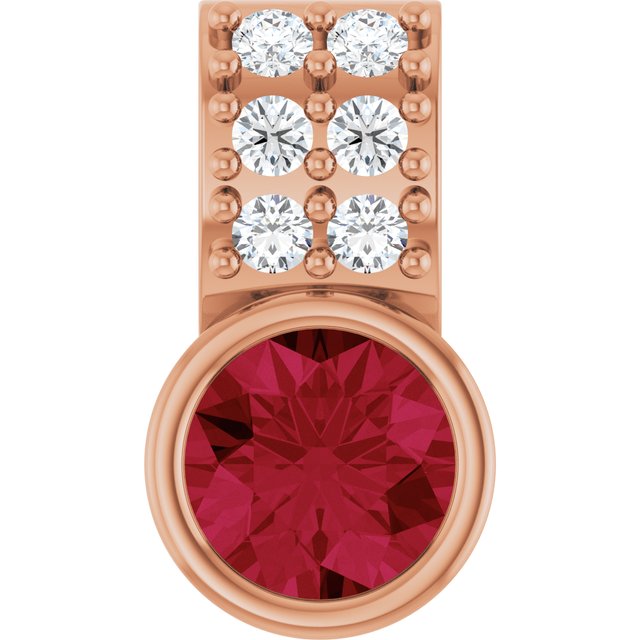 14K Rose Lab-Grown Ruby & .04 CTW Natural Diamond Pendant