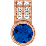 14K Rose Natural Blue Sapphire & .04 CTW Natural Diamond Pendant