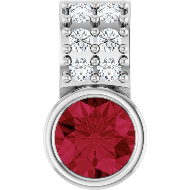 Sterling Silver Natural Ruby & .04 CTW Natural Diamond Pendant