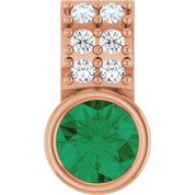 14K Rose Natural Emerald & .04 CTW Natural Diamond Pendant