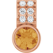 14K Rose Natural Citrine & .04 CTW Natural Diamond Pendant