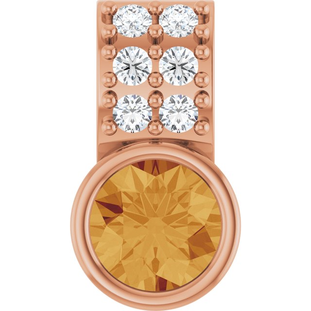 14K Rose Natural Citrine & .04 CTW Natural Diamond Pendant