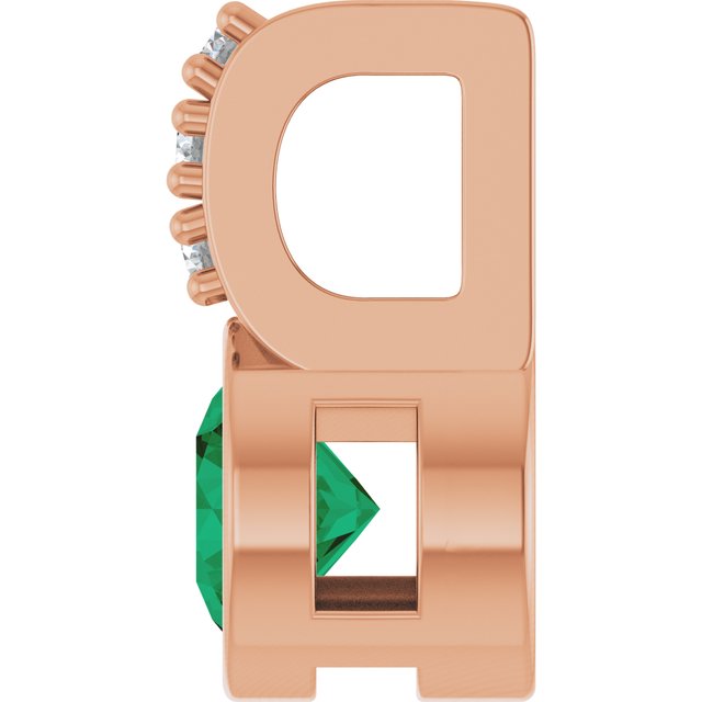 14K Rose Natural Emerald & .04 CTW Natural Diamond Pendant