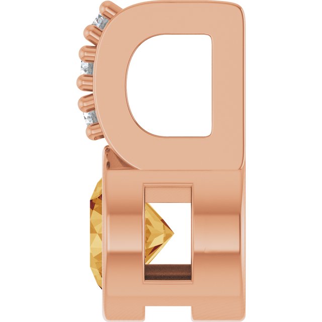 14K Rose Natural Citrine & .04 CTW Natural Diamond Pendant
