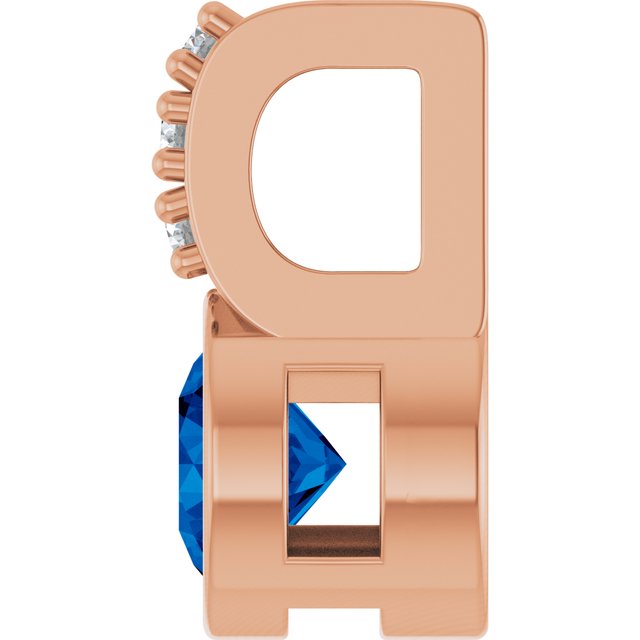 14K Rose Natural Blue Sapphire & .04 CTW Natural Diamond Pendant