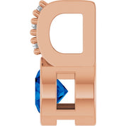 14K Rose Lab-Grown Blue Sapphire & .04 CTW Natural Diamond Pendant