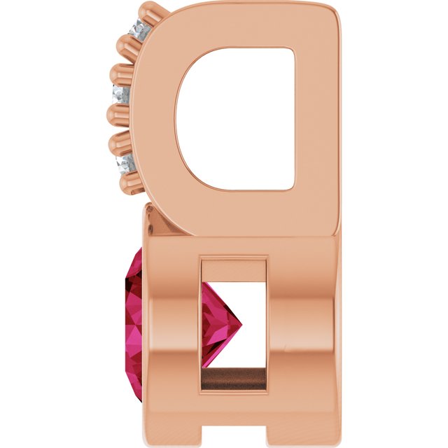 14K Rose Lab-Grown Ruby & .04 CTW Natural Diamond Pendant