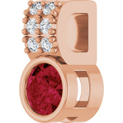14K Rose Lab-Grown Ruby & .04 CTW Natural Diamond Pendant
