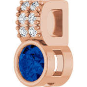 14K Rose Lab-Grown Blue Sapphire & .04 CTW Natural Diamond Pendant