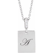 14K White .02 CTW Natural Diamond Engravable 16-18" Necklace