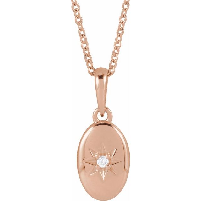 14K Rose .015 CT Natural Diamond Star 16-18" Necklace