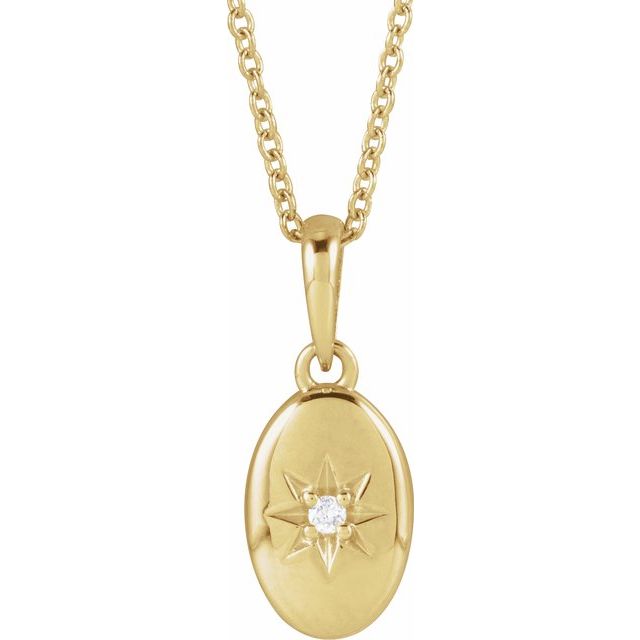 14K Yellow .015 CT Natural Diamond Star 16-18" Necklace