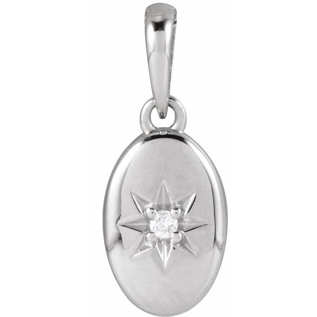 14K White Natural Diamond Star Pendant - 0.015 CT by BrandName
