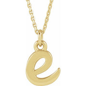 14K Yellow Petite Initial E 16" Necklace