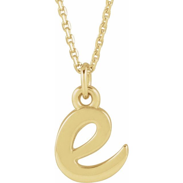 14K Yellow Petite Initial E 16" Necklace