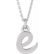 14K White Petite Initial E 16" Necklace