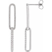 14K White 1/2 CTW Lab-Grown Diamond Elongated Link Earrings