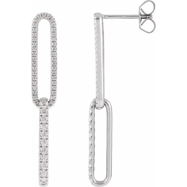 14K White 1/2 CTW Lab-Grown Diamond Elongated Link Earrings