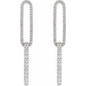 14K White 1/2 CTW Lab-Grown Diamond Elongated Link Earrings