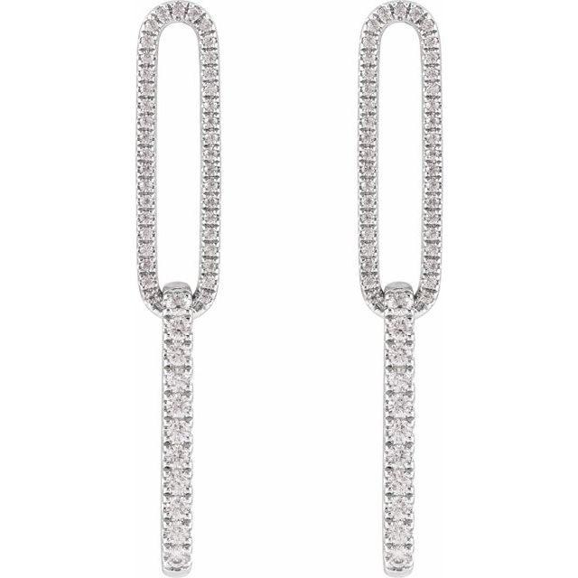 14K White 1/2 CTW Lab-Grown Diamond Elongated Link Earrings