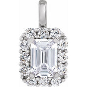 14K White 1 1/2 CTW Lab-Grown Diamond Halo-Style Pendant