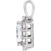 14K White 1 1/2 CTW Lab-Grown Diamond Halo-Style Pendant