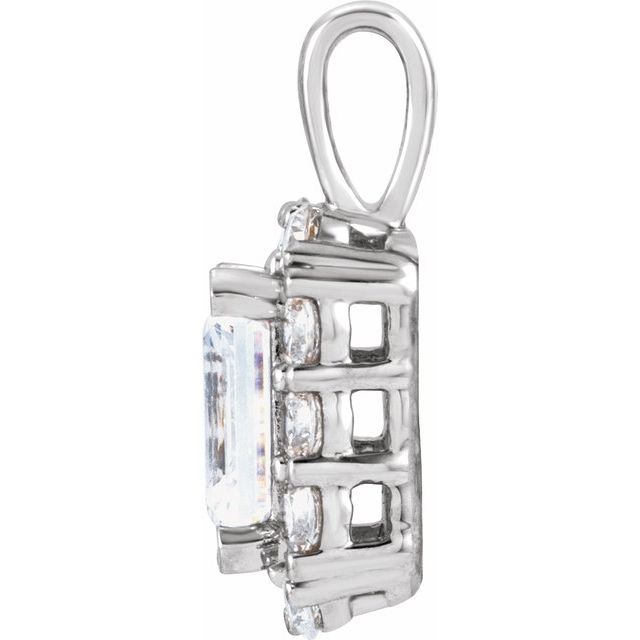 14K White 1 1/2 CTW Lab-Grown Diamond Halo-Style Pendant