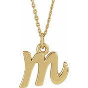 14K Yellow Petite Initial M 16" Necklace