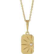 14K Yellow .015 CT Natural Diamond Sun 16-18" Necklace