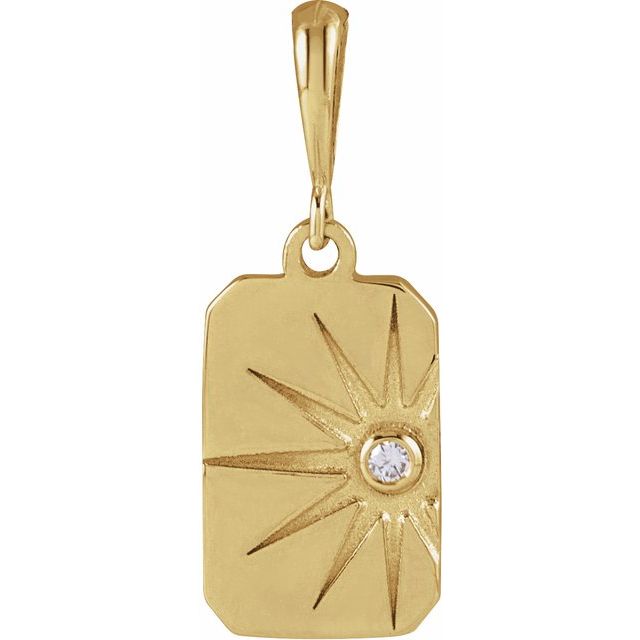 14K Yellow .015 CT Natural Diamond Sun Pendant