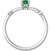 Platinum Lab-Grown Emerald & .05 CTW Natural Diamond Ring