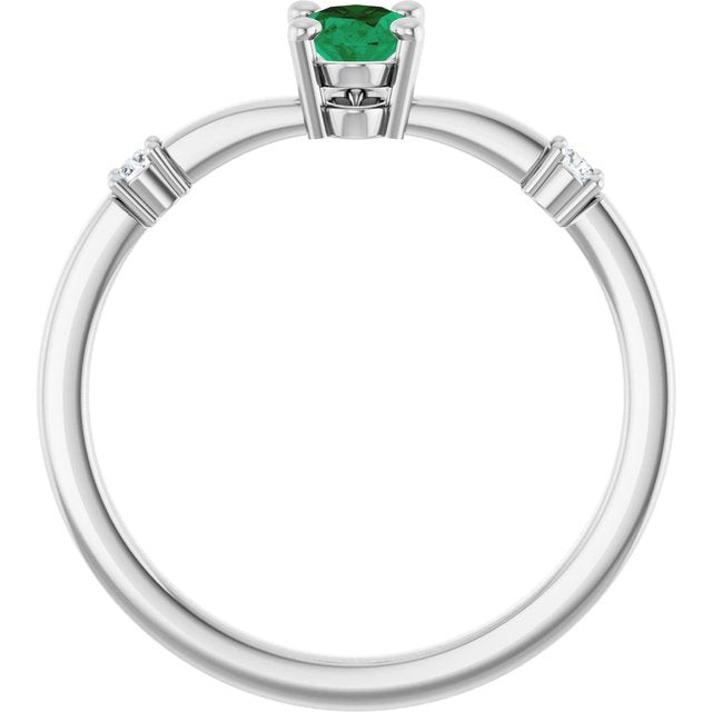 Platinum Lab-Grown Emerald & .05 CTW Natural Diamond Ring