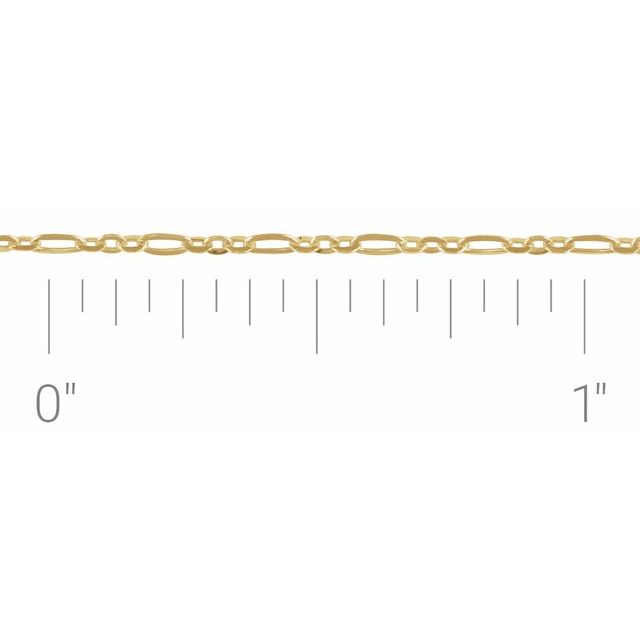 14K Yellow 1.25 mm Figaro Chain by the Inch