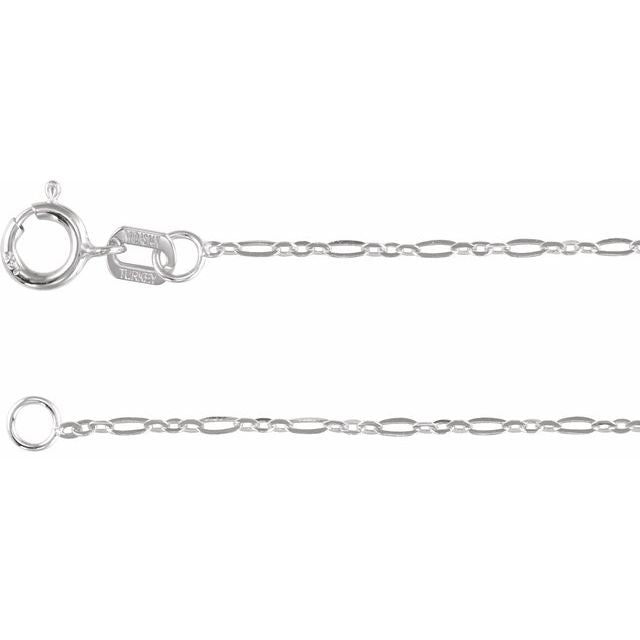 Sterling Silver 1.25 mm Figaro 7" Chain - CH1232:115:P