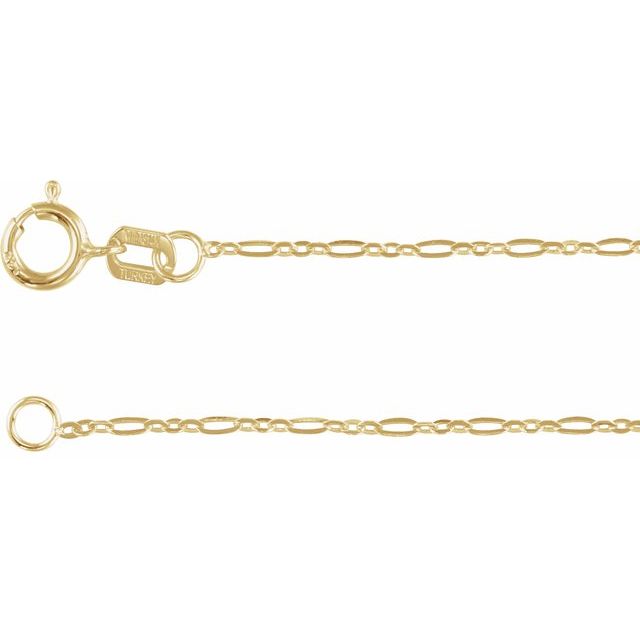 14K Yellow Gold 1.25 mm Figaro 7" Chain - CH1232