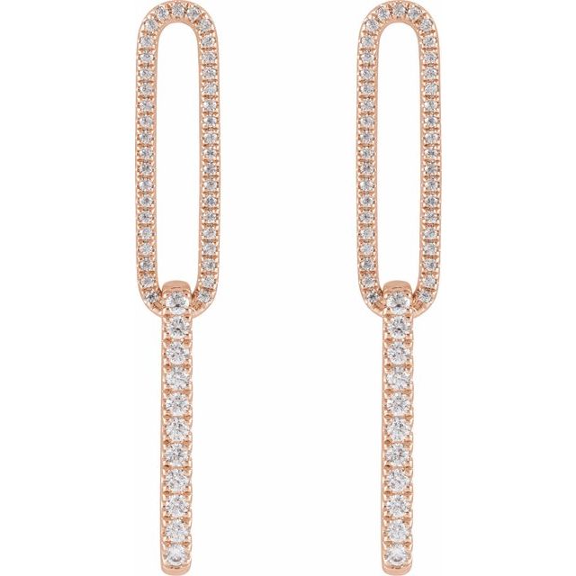 14K Rose 1/2 CTW Lab-Grown Diamond Elongated Link Earrings
