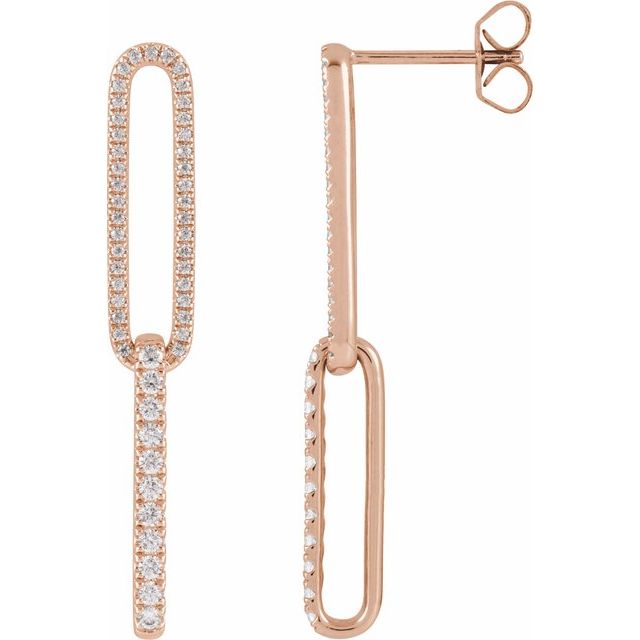 14K Rose 1/2 CTW Lab-Grown Diamond Elongated Link Earrings