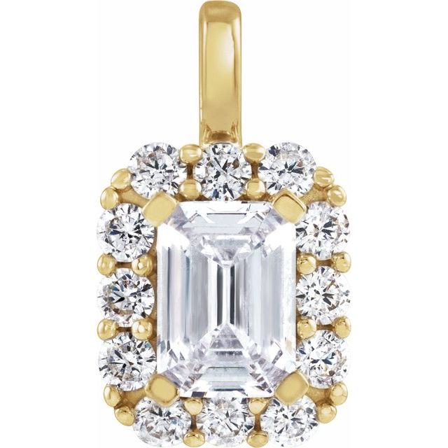 14K Yellow 1 1/2 CTW Lab-Grown Diamond Halo-Style Pendant