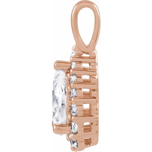 14K Rose 1 1/2 CTW Lab-Grown Diamond Halo-Style Pendant