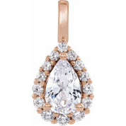 14K Rose 1 1/2 CTW Lab-Grown Diamond Halo-Style Pendant